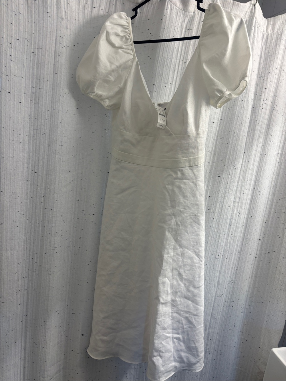 J Crew White Puff-Sleeve Midi Dress NWT